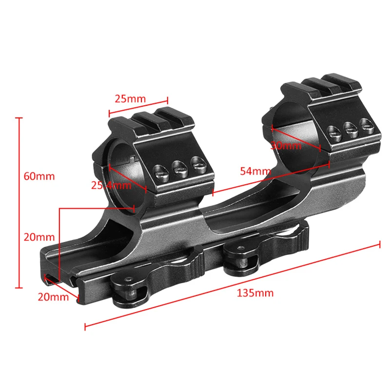 Montaje de mira de liberación rápida de una pieza, accesorios de caza de doble anillo de 1 "/30mm, riel Picatinny QD, soportes tácticos voladizo - imagen 3