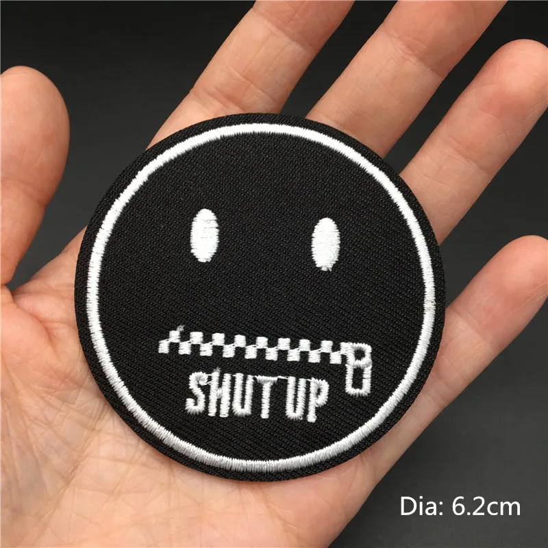 Parche bordado DIY con cremallera en blanco y negro, apliques, parches de planchado para insignias de ropa, pegatinas decorativas para ropa - imagen 3