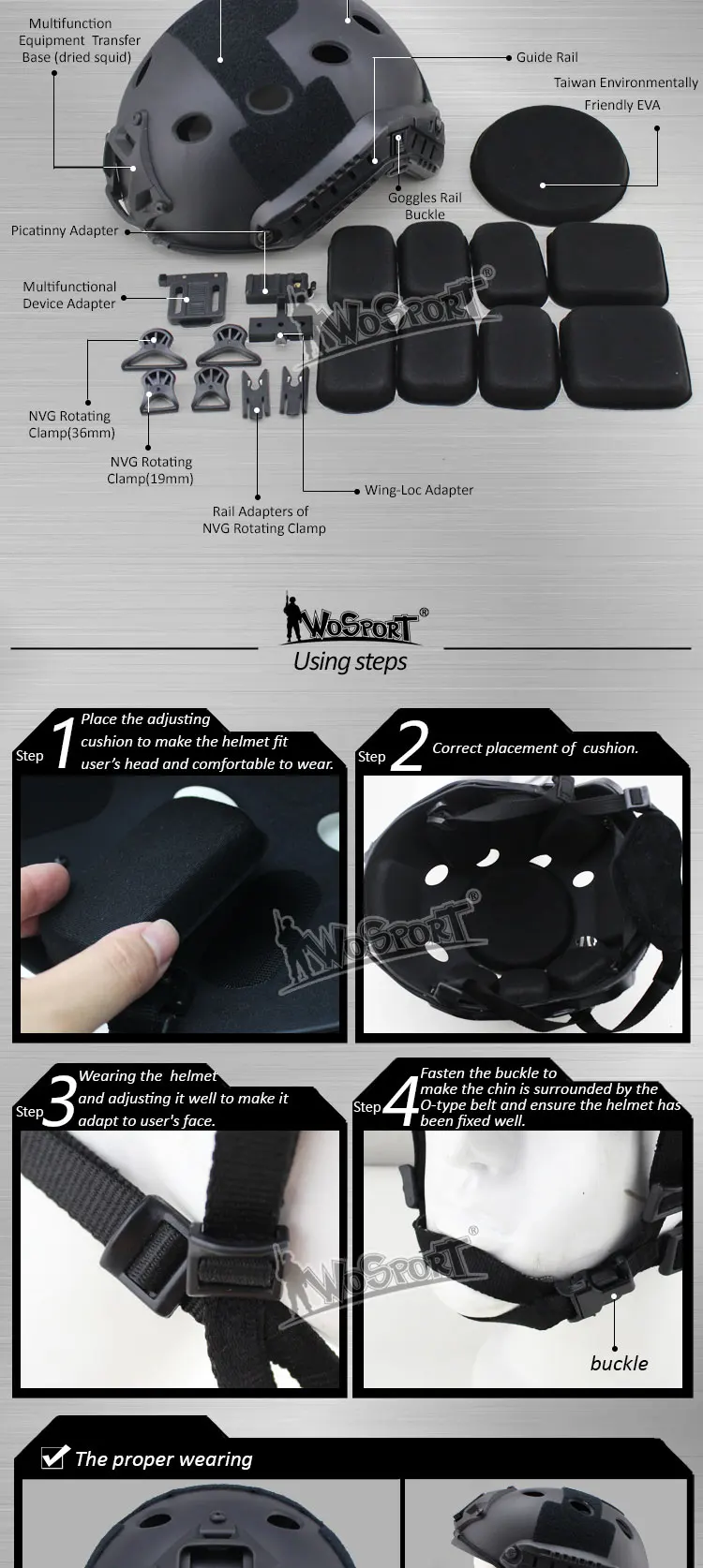 Casco Táctico PJ KOLINLOV - Vista superior