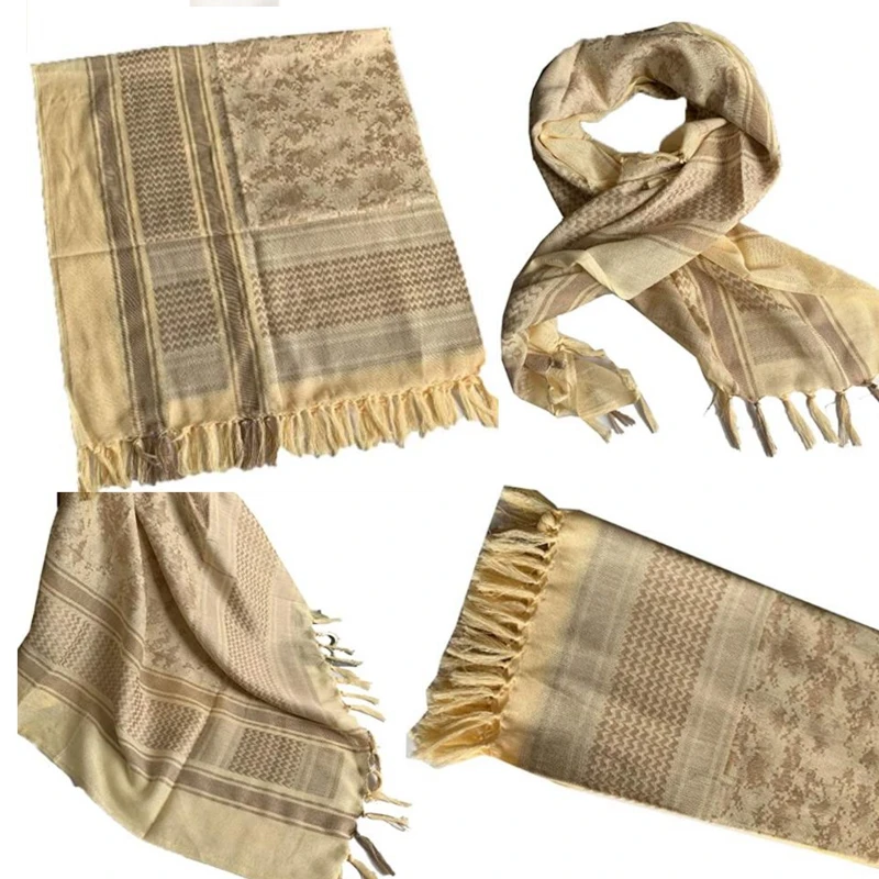 Shemags-calentador de cuello táctico de algodón árabe para hombre y mujer, bufanda militar de caza, Keffiyeh, negro del desierto - imagen 2