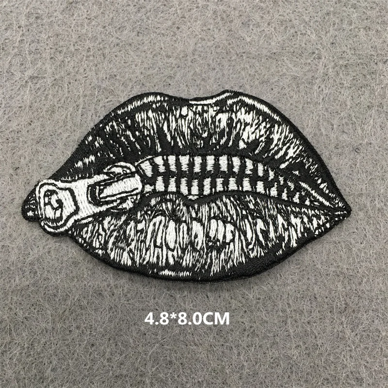 Parches bordados de corazón para el útero y la boca, pegatinas de insignias a rayas Punk para ropa, naipes Diy - imagen 4