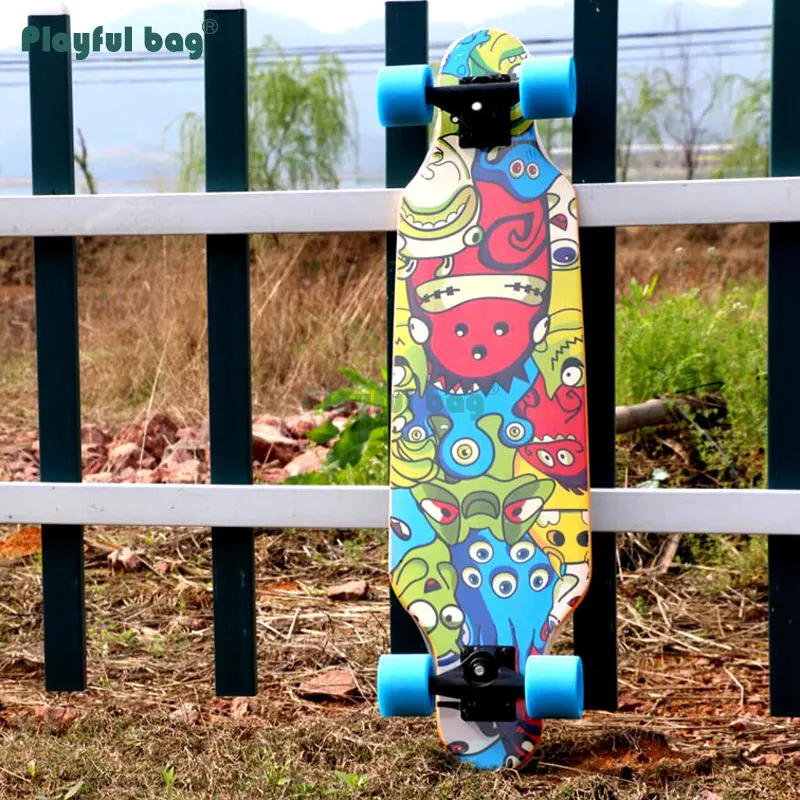 Bolsa Playful de 31 pulgadas para skateboard, tabla de patinaje de carretera, cepillado, skateboard largo de arce de calle, camiones de aleación de aluminio AMB54 - imagen 3