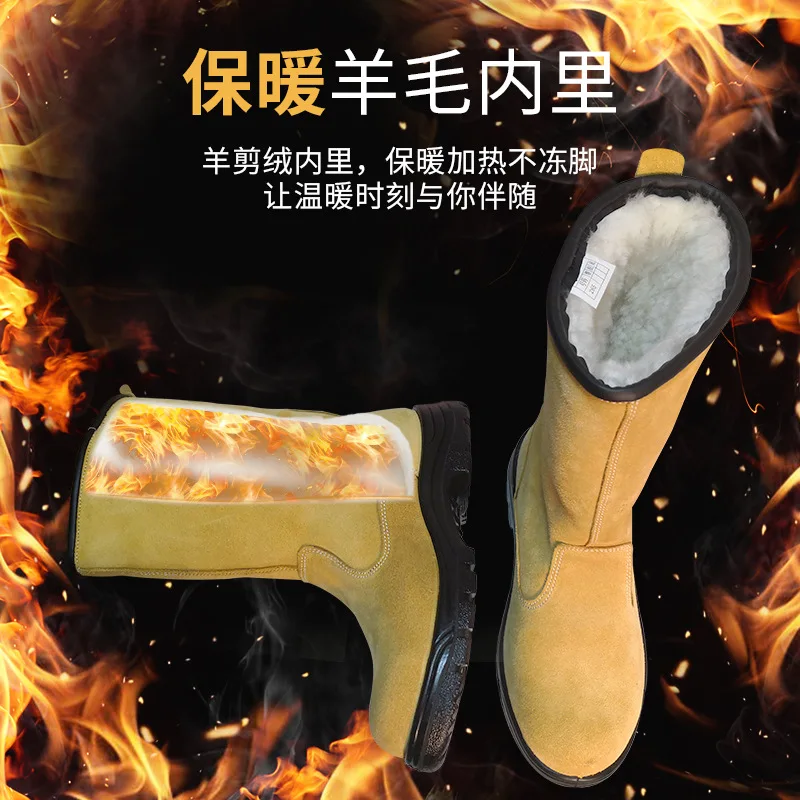 Zapatos de senderismo de cuero de vaca para hombre, botas de caza impermeables, botas de nieve de lana de alta calidad, zapatos de Trekking al tobillo, zapatillas de trabajo - imagen 5