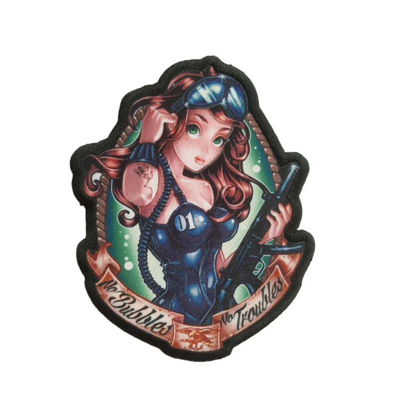 Sello ejército mujer soldado parche capítulo esclavo princesa Leia marinero azul marino rizos atractivos hermosa chica guerrera insignia para decoración de ropa - imagen 2
