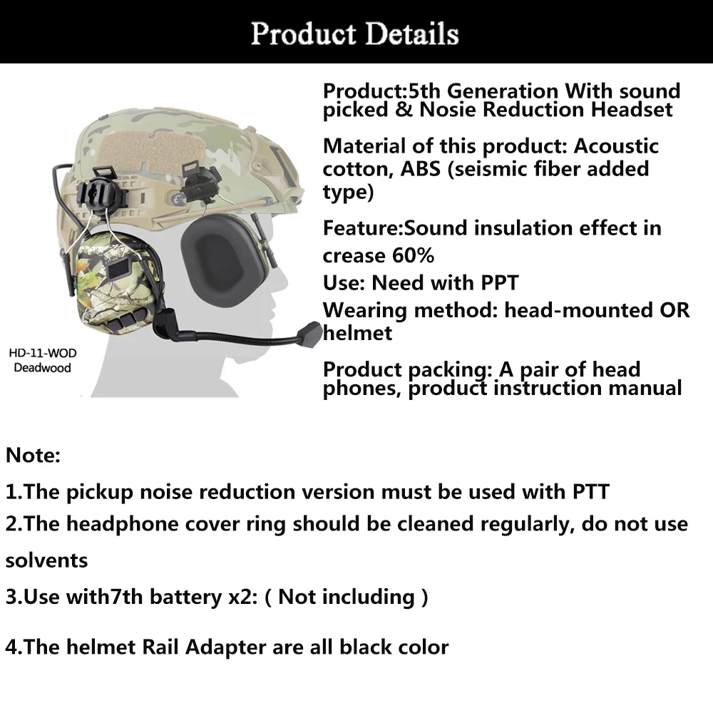 Auriculares tácticos de caza, cascos de tiro, reducción activa de ruido, 8 colores para Mini Teléfono/TCI/ U94/TCI PTT - imagen 2