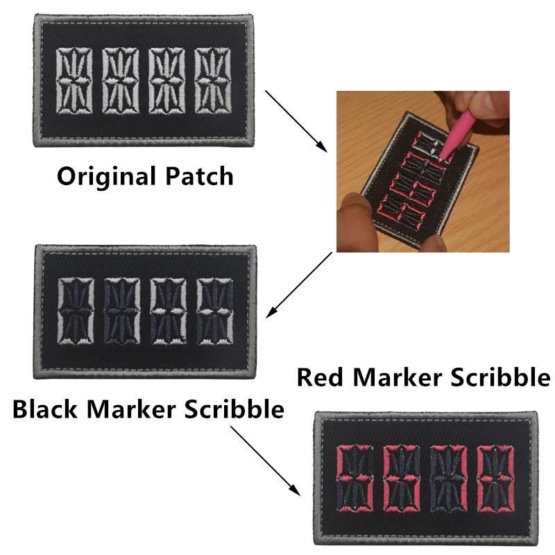 Marcador de garabatos con letras y números, parches bordados, Ideas hechas a mano, 16 segmentos, insignias para chaleco, bolsa de ropa con bucle de gancho - imagen 3