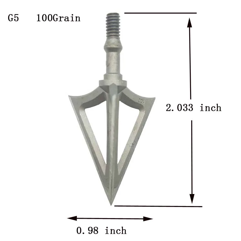Puntas de flecha de acero inoxidable para tiro con arco, puntas de flecha de acero inoxidable G5, punta ancha y afilada, 100 grano, 3 uds. - imagen 4