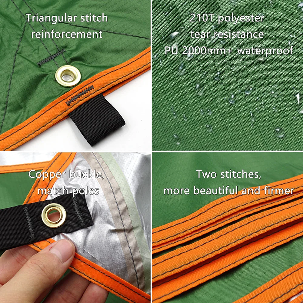Lona impermeable ultraligera para acampar, refugio solar para exteriores, toldo de vela, sombrilla para jardín, Playa y Pesca - imagen 4
