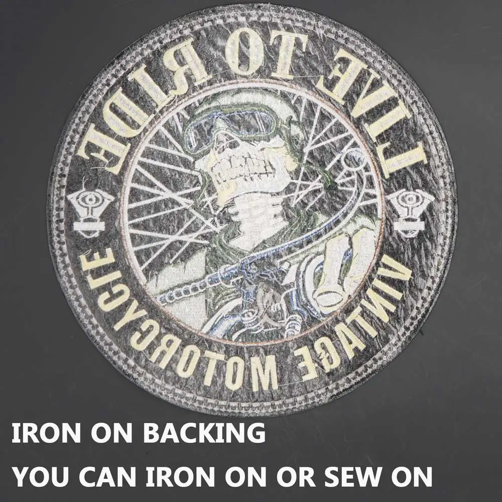 Parche bordado de motocicleta VINTAGE LIVE TO RIDE, insignia para chaqueta, chaleco trasero, Club de motocicleta, motorista - imagen 4