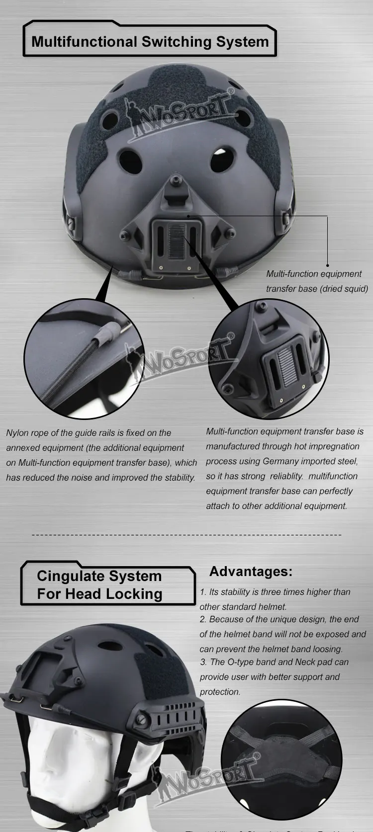 Casco Táctico PJ KOLINLOV - Vista inferior