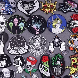 Parches góticos para ropa - calaveras y rayas termoadhesivos