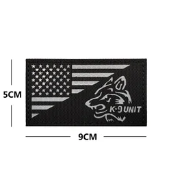 Parche táctico K9 unidad con bandera de EE. UU. IR reflectante nylon