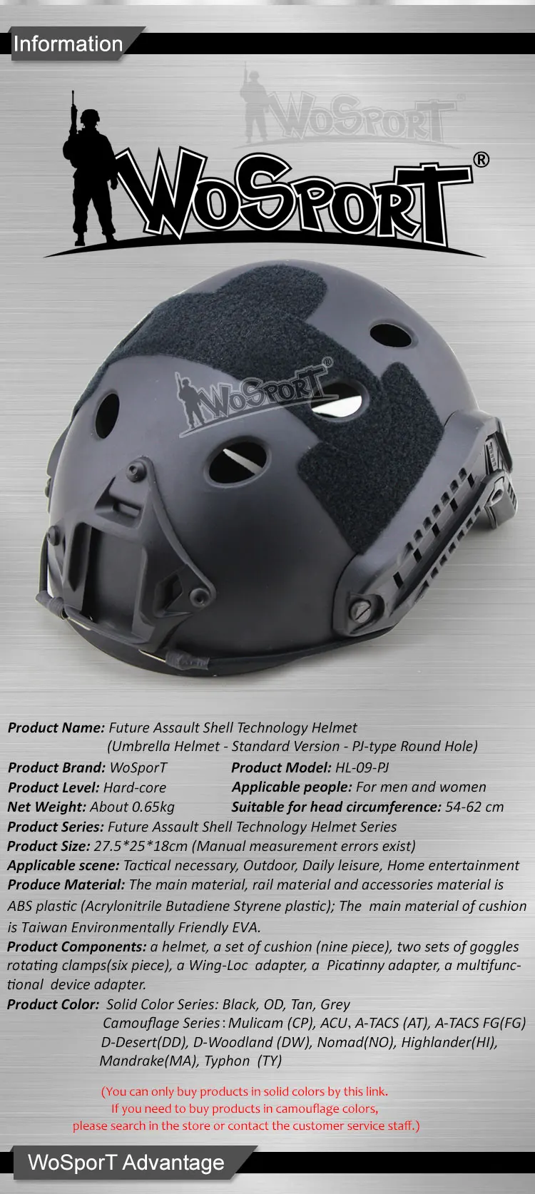 Casco Táctico PJ KOLINLOV - Sistema de protección
