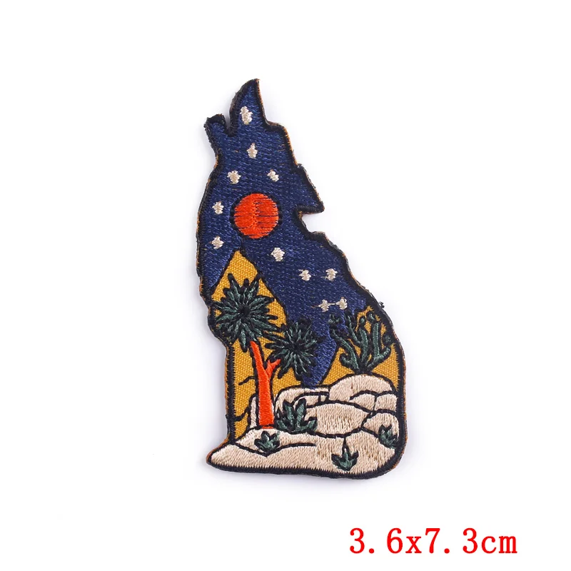 Parches de turismo en la naturaleza para ropa, parches bordados para planchar, paisaje, Camping - imagen 3