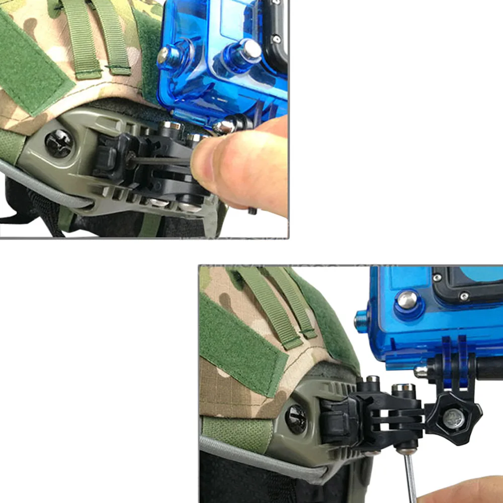 Adaptador de montaje en riel lateral para casco táctico VULPO, montaje fijo multiángulo ajustable para cámara de acción Gopro HD Hero 1- 5 - imagen 5
