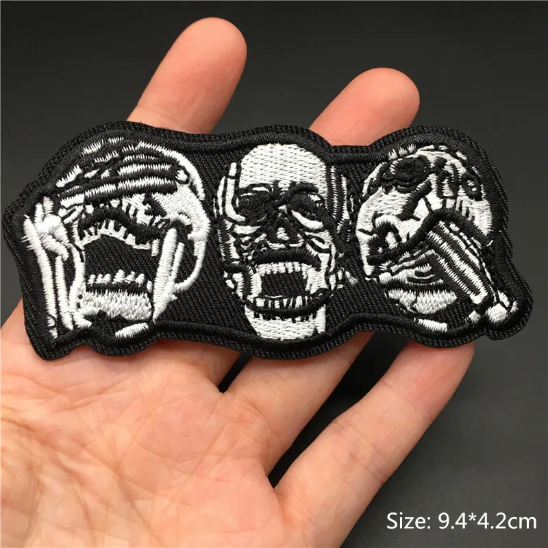Parches de calavera para ropa, insignias bordadas de motorista Punk, apliques de rayas para planchar, chaqueta, Jeans, pegatinas decorativas Diy - imagen 5