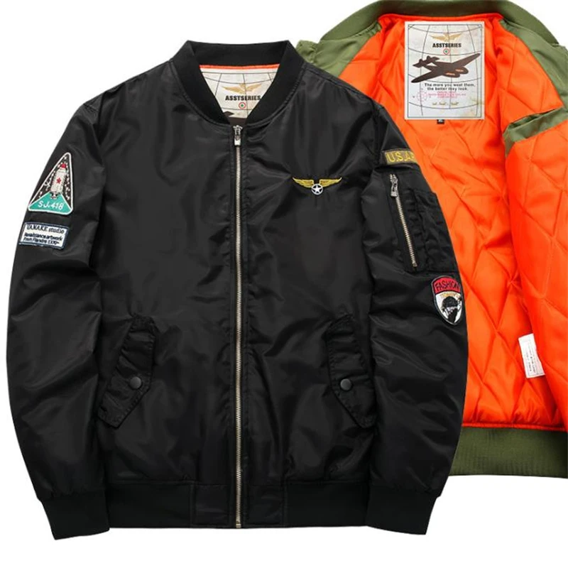 Abrigo de invierno impermeable para hombre, chaqueta Bomber bordada, gruesa chaqueta militar para motocicleta, cazadora de la Fuerza Aérea Ma-1 - imagen 5