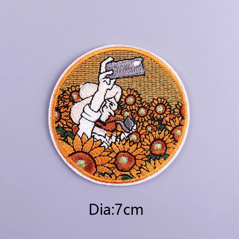 Parche de aventura Hippie, parches para planchar para ropa, apliques de imagen de Van Gogh DIY, parches bordados para ropa, pegatina de camiseta - imagen 4