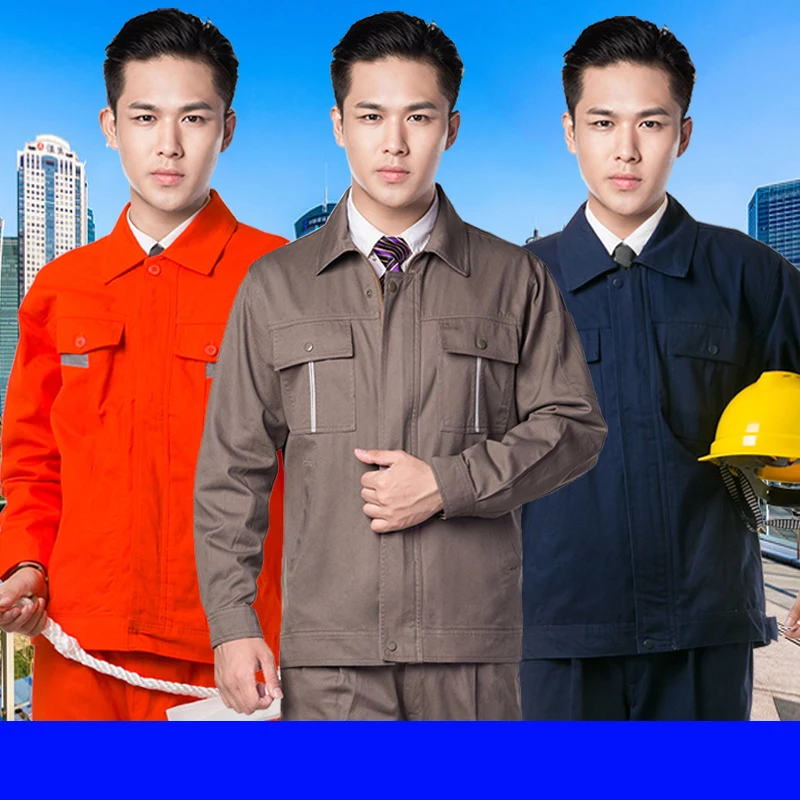 Ropa de trabajo de algodón resistente al desgaste para hombre, traje de soldadura de manga larga, mono de reparación de automóviles, chaqueta + pantalón, uniforme de fábrica de taller, primavera - imagen 2