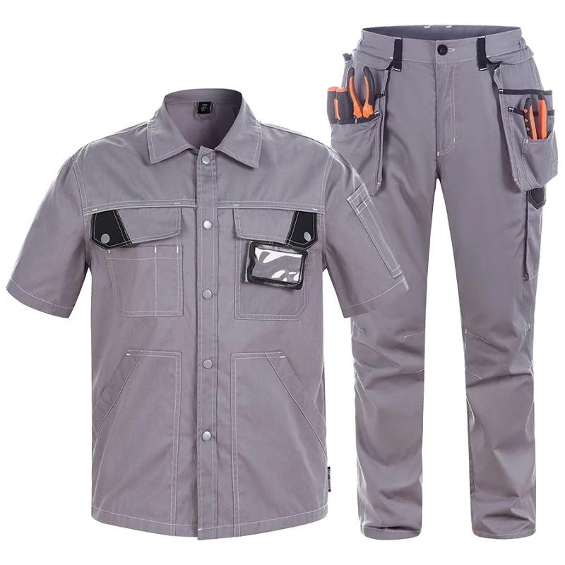 Conjunto de ropa de trabajo fina de verano, uniformes de taller de reparación mecánica de construcción, mono de trabajo duradero, traje de soldadura, ropa de trabajo - imagen 3