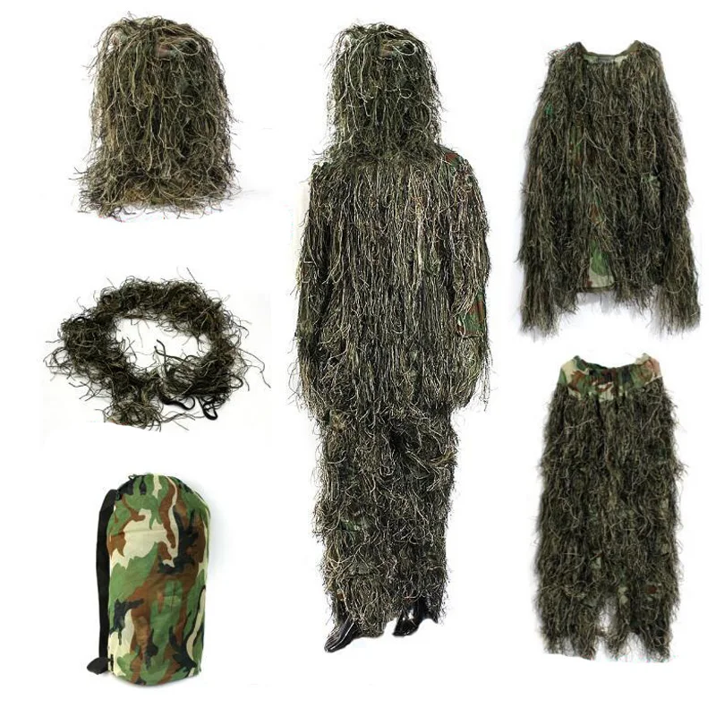 Traje Ghillie de caza, Camuflaje del bosque, trajes tácticos 3D, francotirador, Airsoft, ropa militar de caza, disfraz al aire libre - imagen 2