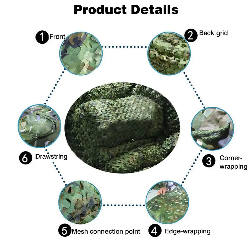 Woodland Camo camuflaje Netto 2x3M/2x4M/2x5M/3x4M/3x5M Voor Camping al aire libre Jacht Militaire entrenamiento automático Schaduw - imagen 4