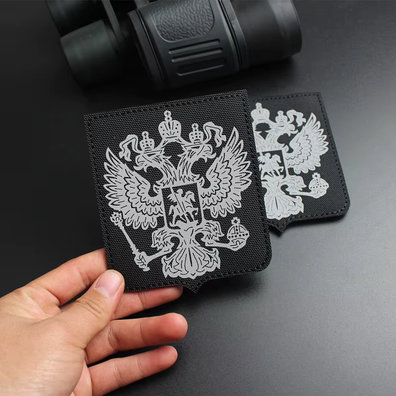 Parches de nailon reflectantes del Rey del cielo ruso, doble cabeza, águila, mensaje de Dios, apliques de insignias adornadas - imagen 3