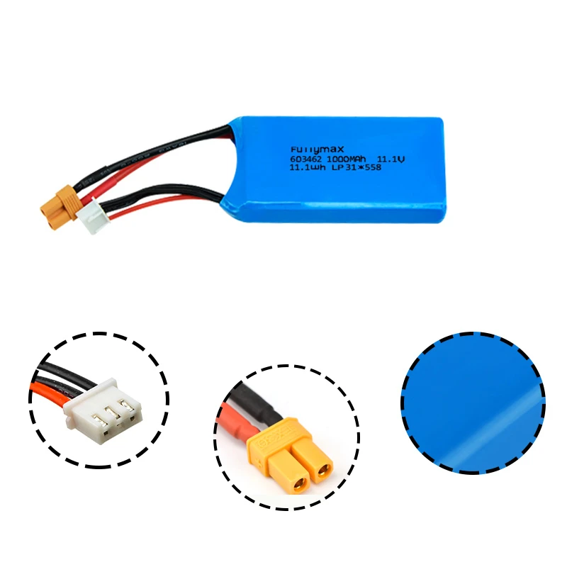 Batería Lipo mejorada de 11,1 V y 1300mAh con juegos de cargador para XK x450 RC, piezas de repuesto para aviones, baterías recargables de 603462 11,1 v - imagen 2