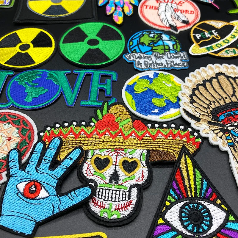 Parches de plumas de Alien earth indias para ropa, insignias de parche Punk, pegatinas para planchar, bordado decorativo, bricolaje, chaqueta, Jeans - imagen 4