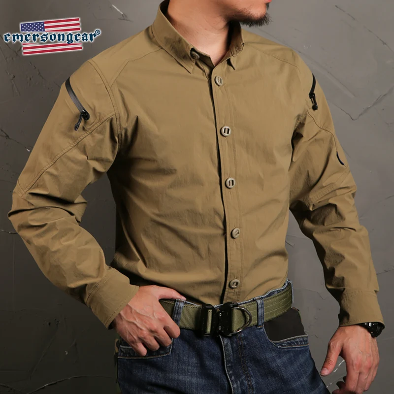Emersongear-camisa táctica de secado rápido para hombre, camisa de Triple tecnología estirada con etiqueta azul, para caza al aire libre, Tops activos de nailon - imagen 4