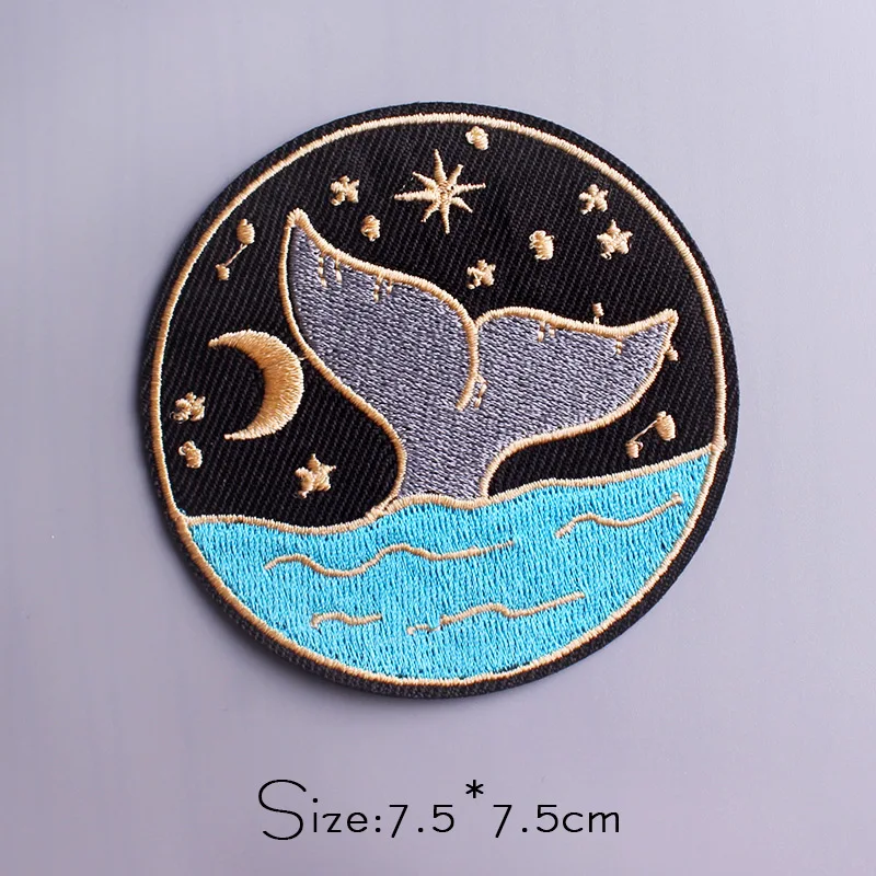 Parche bordado con ondas de ballena, parches bordados para ropa, parche a rayas de dibujos animados, parches para planchar en ropa, pegatinas de apliques - imagen 2