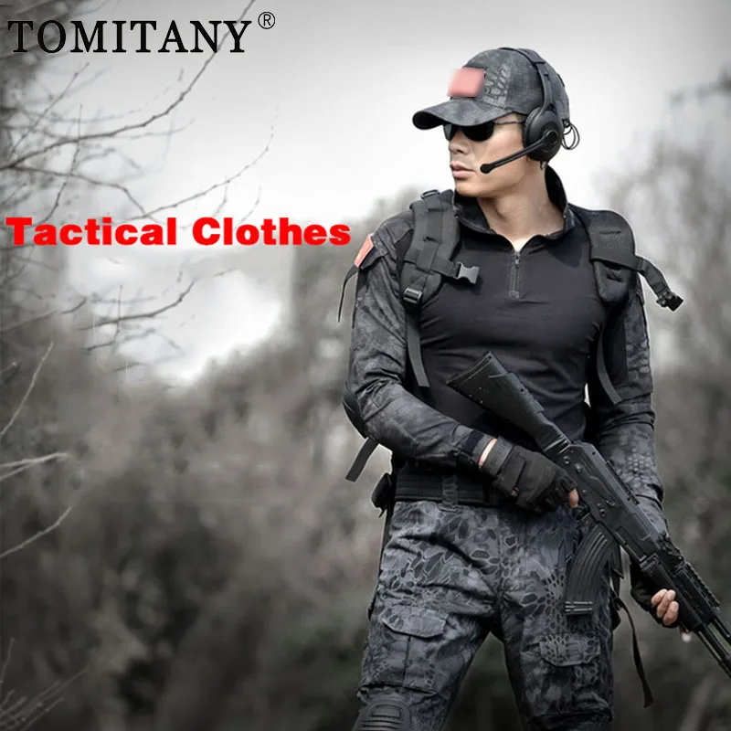 Camiseta de manga larga táctica militar para hombre, camisa cálida de secado rápido, transpirable, Camuflaje del ejército, entrenamiento de combate, senderismo - imagen 5