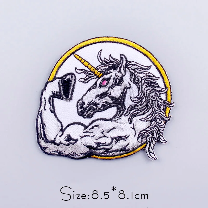 Parche bordado Punk de oso/tiburón fuerte para ropa, Parche de esqueleto para planchar en la ropa, apliques de ropa, insignia de costura - imagen 5