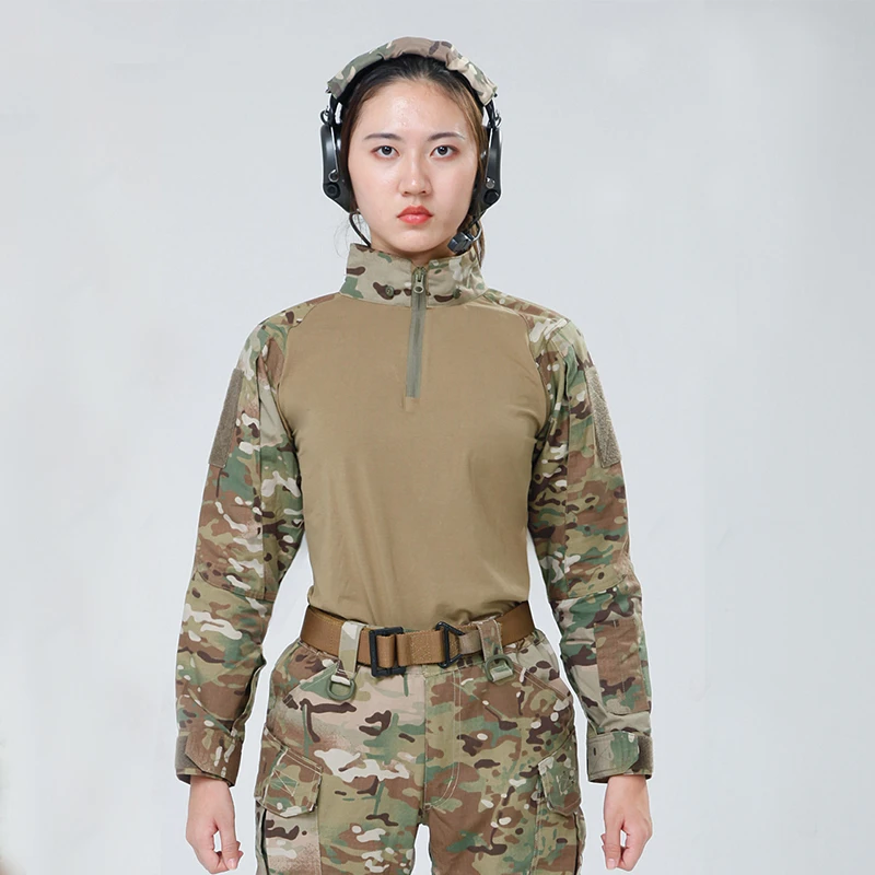 Ropa de rana con capucha de camuflaje para mujer, camisa de combate táctico, pantalones, conjuntos de entrenamiento del ejército CS para exteriores, trajes deportivos para mujer de primavera y otoño - imagen 4