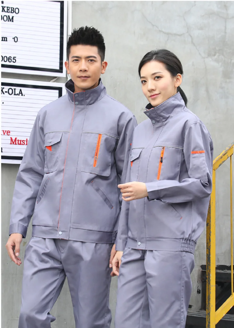 Monos de trabajo para hombre y mujer, uniformes de trabajo de primavera, traje de soldadura de color de contraste resistente al desgaste, taller de coche mecánico de talla grande 4XL - imagen 5