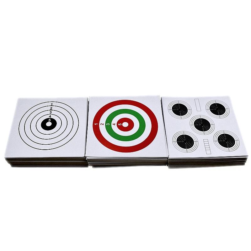 5 tipos de papel de objetivo, 14x14cm, alta calidad, Rifle de aire, pistola de tiro, objetivo de práctica, accesorio de Paintball, 100 Uds. - imagen 2