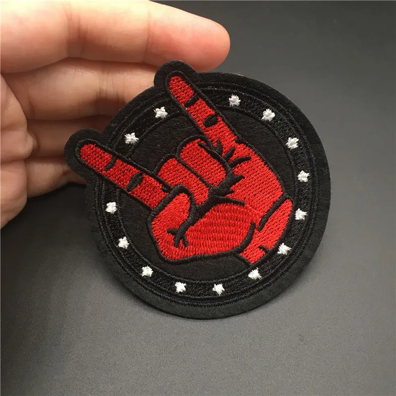 1 Uds. Tamaño del parche de roca: 6,5x6,7 cm DIY bordado raya para ropa mochila hierro en parche costura ropa pegatina apliques insignia - imagen 3