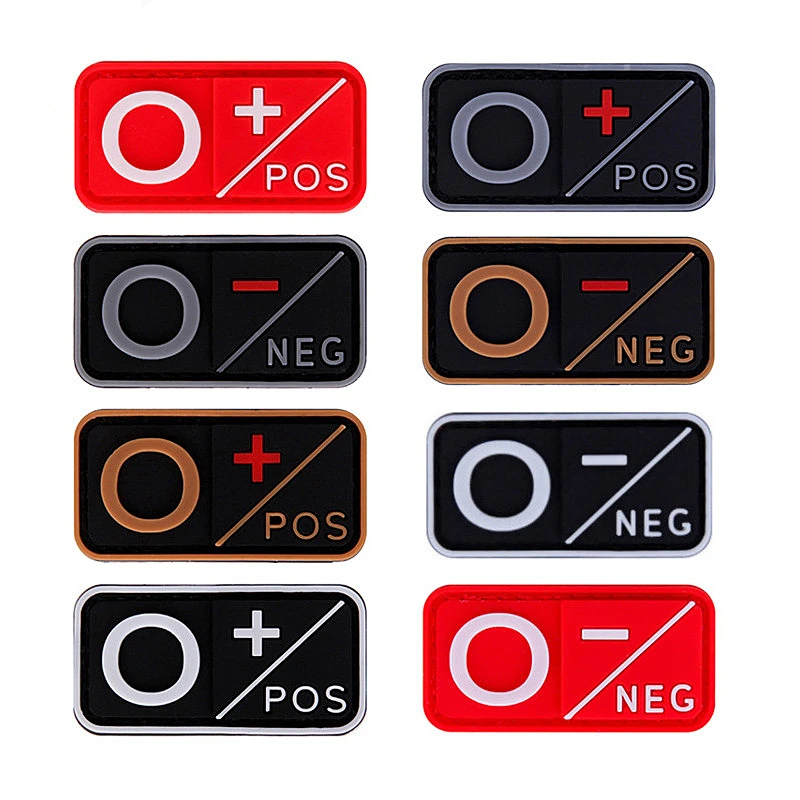 Parches de PVC 3D tipo sangre A + B + AB + O + positivo A- B- AB- O-negativo NEG calcomanías tácticas insignia de goma para decoración de bolsas de ropa - imagen 5