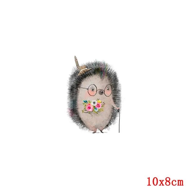 Prajna-Parches de animales bonitos para planchar, transferencia de calor de vinilo, pegatinas de zorro de erizo en camiseta de niños, parches DIY para ropa - imagen 3