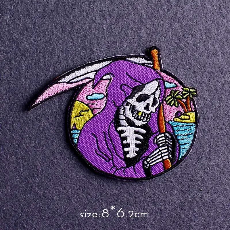 Parche de calavera/punk, parches bordados para ropa, parche de dibujos animados, parches para planchar en ropa, chaqueta, rayas, Ecusson Thermocollant - imagen 5