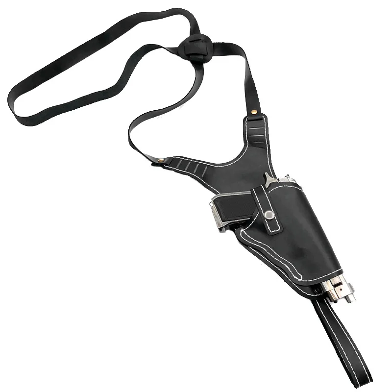 Funda de hombro táctica de cuero genuino para pistola de mano derecha, pistola oculta, accesorios de caza de tiro - imagen 3