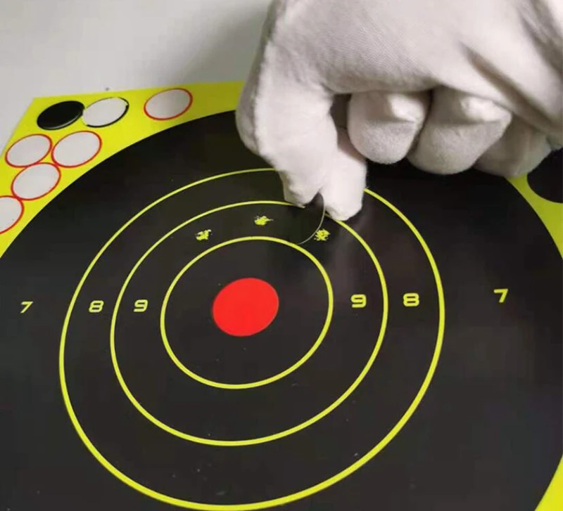 Objetivo de tiro de 8 pulgadas, papel autoadhesivo para disparar, pegatinas de objetivo reactivo, paquete de 30/40/50, pistola de Rifle, pistola BB, Airso - imagen 5