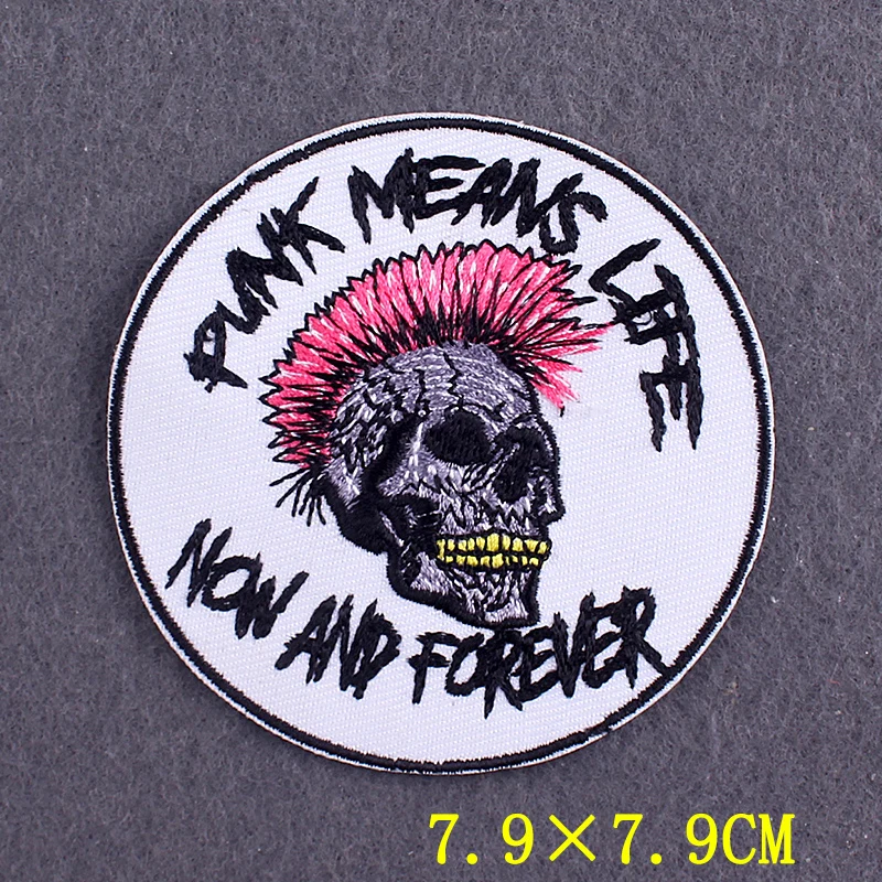 5 unids/lote parche bordado parches de motociclista Punk para ropa parches termoadhesivos en ropa chaqueta DIY insignias de rayas de calavera - imagen 3