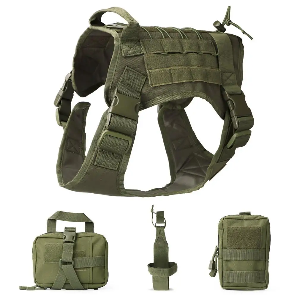 Chaleco táctico para perro, ropa grande para exteriores, MOLLE D4, chaleco con 3 bolsas MOLLE, ropa protectora de jungla para perros y Mascotas - imagen 3