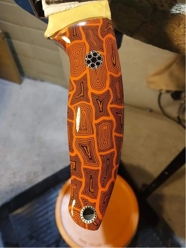 1 pieza G10 Material compuesto Damasco patrón de concha de tortuga cuchillo mango de tirachinas DIY hacer parches de escala de agarre Accesorios - imagen 5