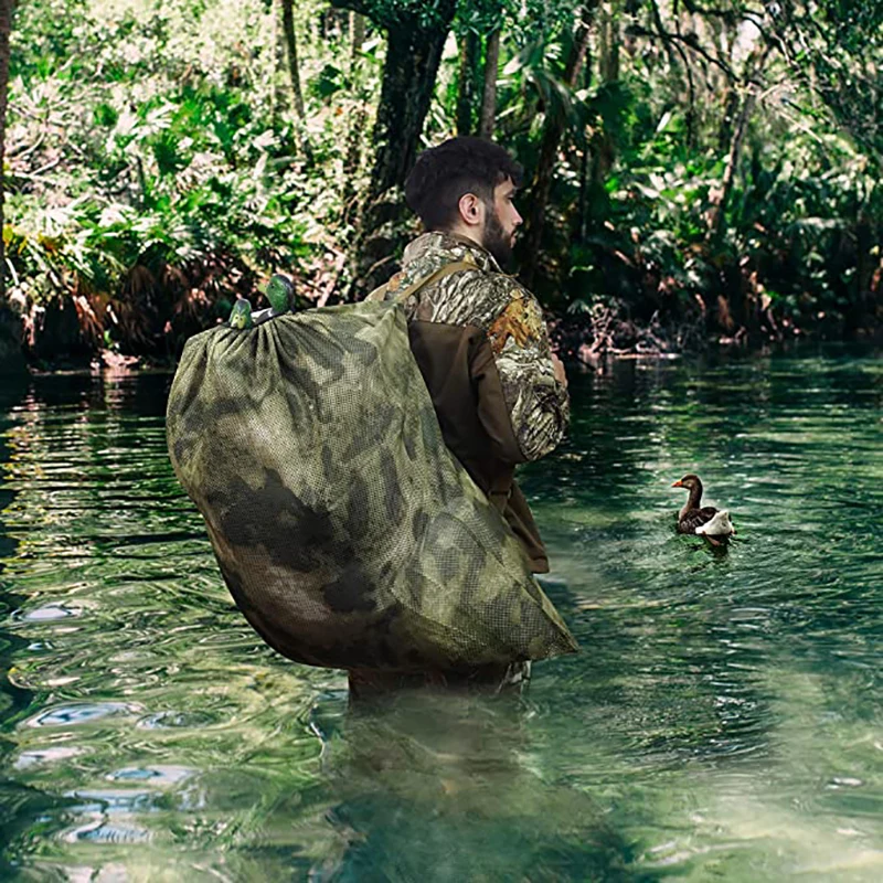Bolsas de señuelo de malla, bolsas de caza de camuflaje, bolsa de señuelo de pato para Ganso, pavo, aves acuáticas, equipo de caza Drake, correas de hombro ajustables - imagen 3