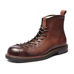 AMEKAJI Botas de senderismo cuero genuino hombre