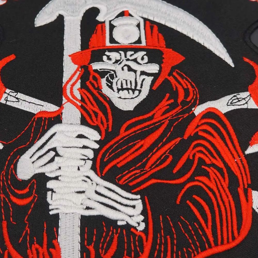 Insignia de parche bordado FIREFICHTER TIL THE END para la parte posterior de la chaqueta de cuero del motorista - imagen 5