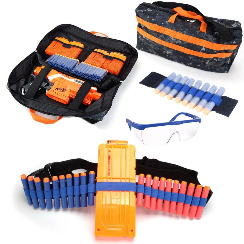Kit de piezas tácticas de bala suave para pistola de juguete Nerf, incluye 100 balas de repuesto, Clips de recarga de bala y bolsa de almacenamiento de pulsera, para niños - imagen 2