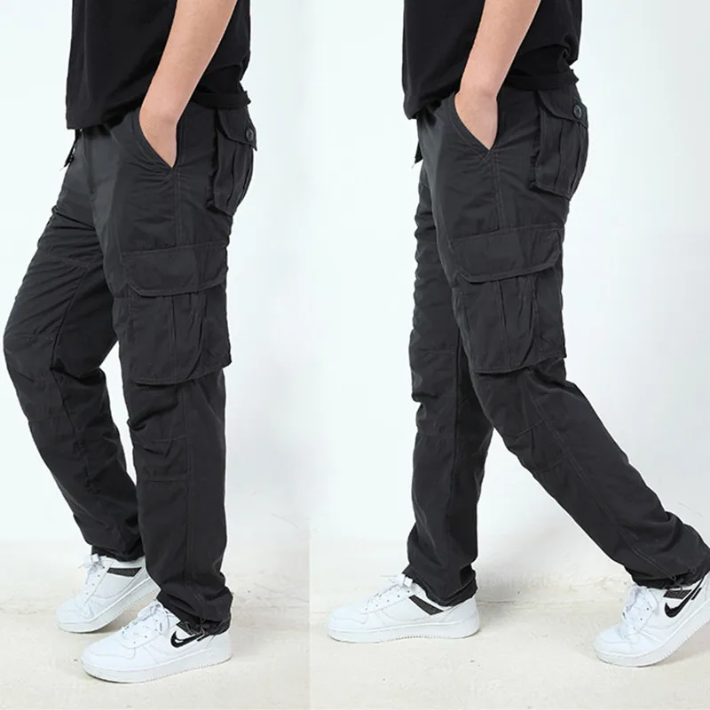 Pantalones largos de lana gruesa para hombre, pantalón largo, térmico, a prueba de viento, con bolsillo, para montar al aire libre, escalada, Invierno - imagen 2